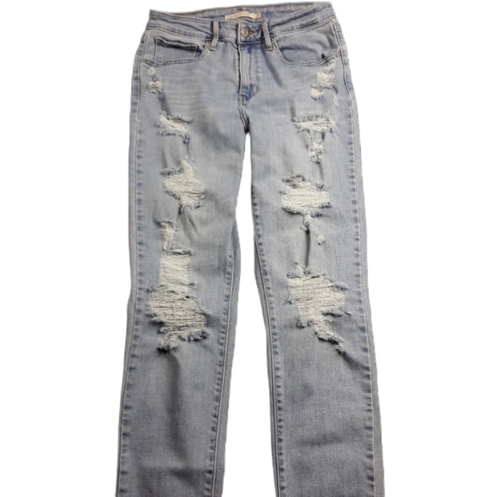 Levi's 721 High Rise Skinny Distressed Blue Jeans SZ 27